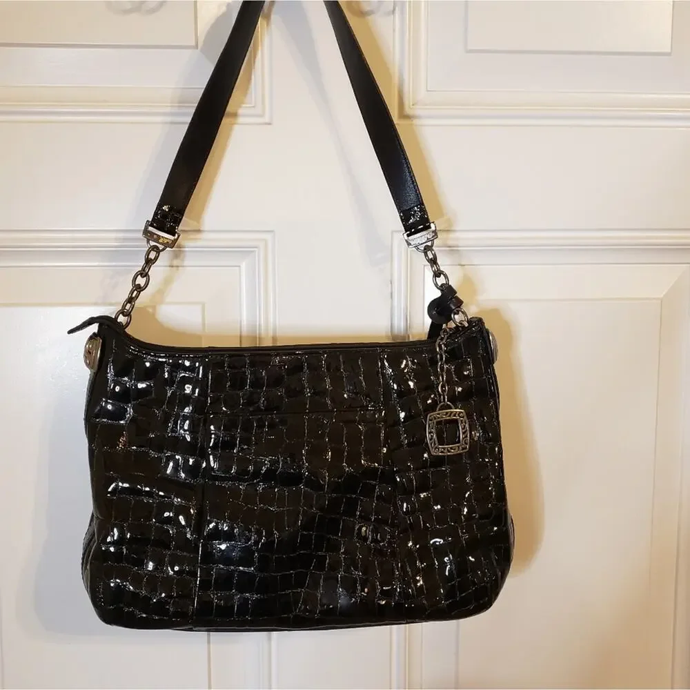 Brighton Black Alligator Leather Shoulder Bag